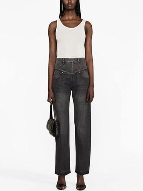 ISABEL MARANT Noemie Straight Leg Jeans NWOT Size 42 Black Retail $695
